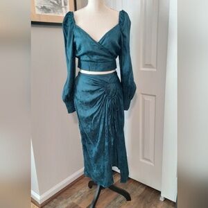 NWT Band of the Free Set celine high low skirt long sleeve cropped top